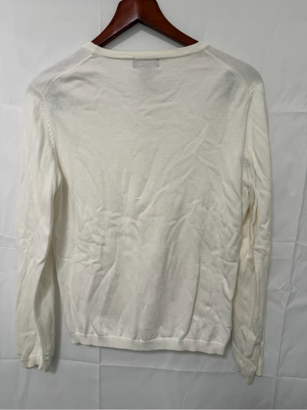 Brooks Brothers Women's Cream V-Neck Button-Up Cardigan - Picture 5 of 5